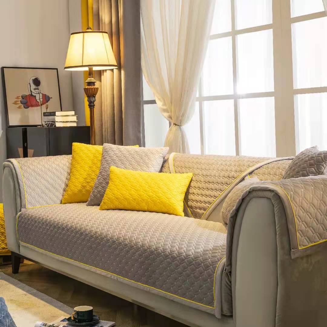 

Модное вышитое полотенце для дивана, зимний теплый утолщенный плюшевый стеганый чехол для дивана, роскошные однотонные чехлы для дивана для гостиной 70x70cm 1pc светло-серый