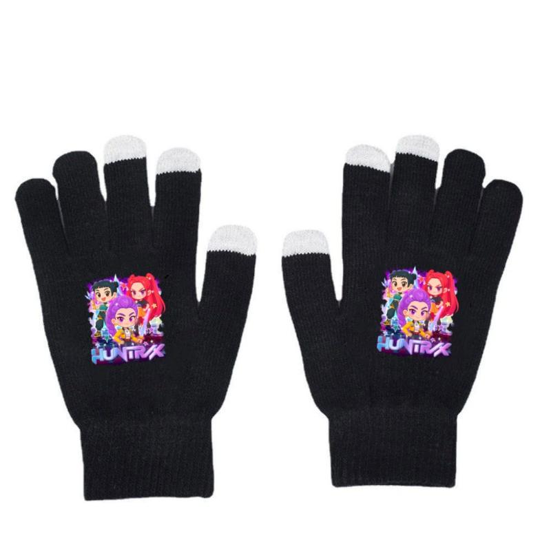 K Pop Demon Hunters Girls Gloves Woman Touch Screen Gloves Lady Winter Warm Cartoon Anime Accessories Cute Gift