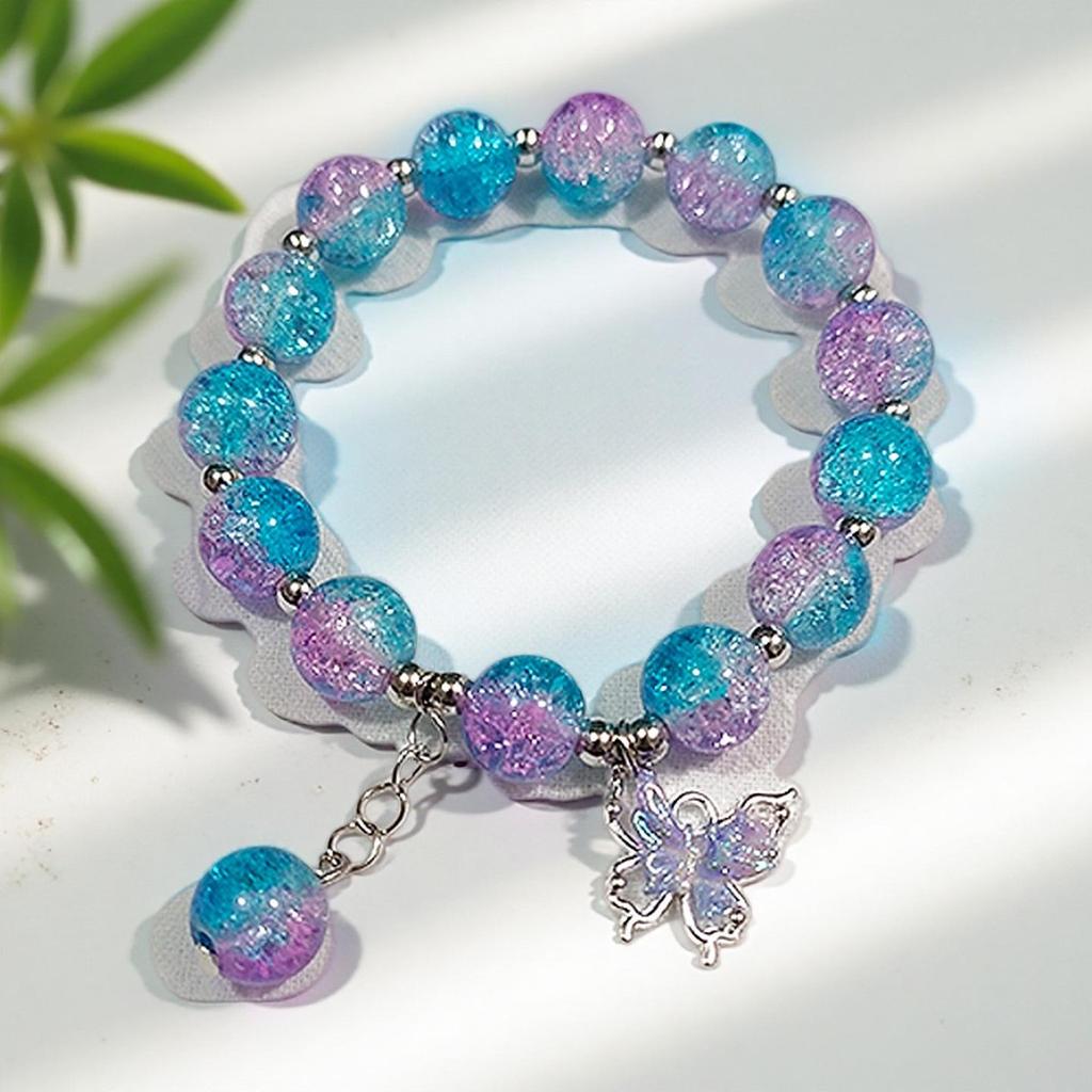 Butterfly Love Flower 10mm Handmade Beaded Bracelet - Original, Personalized, Exquisite Jewelry Gift for Friends and Newcomers