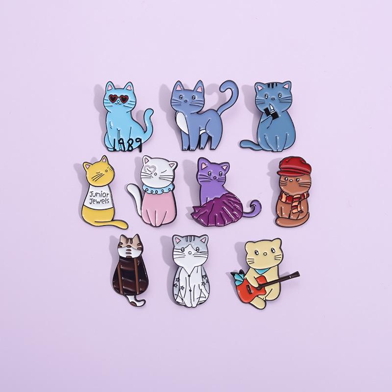 Broche Chat Mignon Dessin Animé - Accessoire Amusant en Forme d'Animal pour Sacs & Vêtements