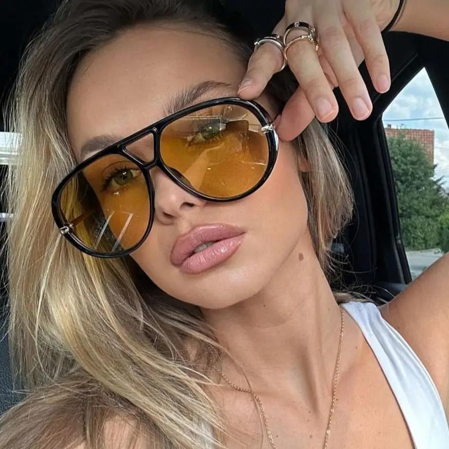 Women Designer Luxury Sun Glasses Sexy Vintage Oversized Sunglasses Female Black Fashion Pilot Sunglasses Oculos De Sol