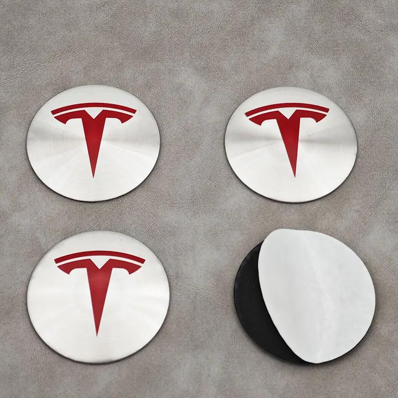 Car Sticker 2025 New Tesla 4pcs 56mm Tesla Cap Hub Center Cap Logo High Quality Sticker for Tesla Model 3 Y S X Personalized Car