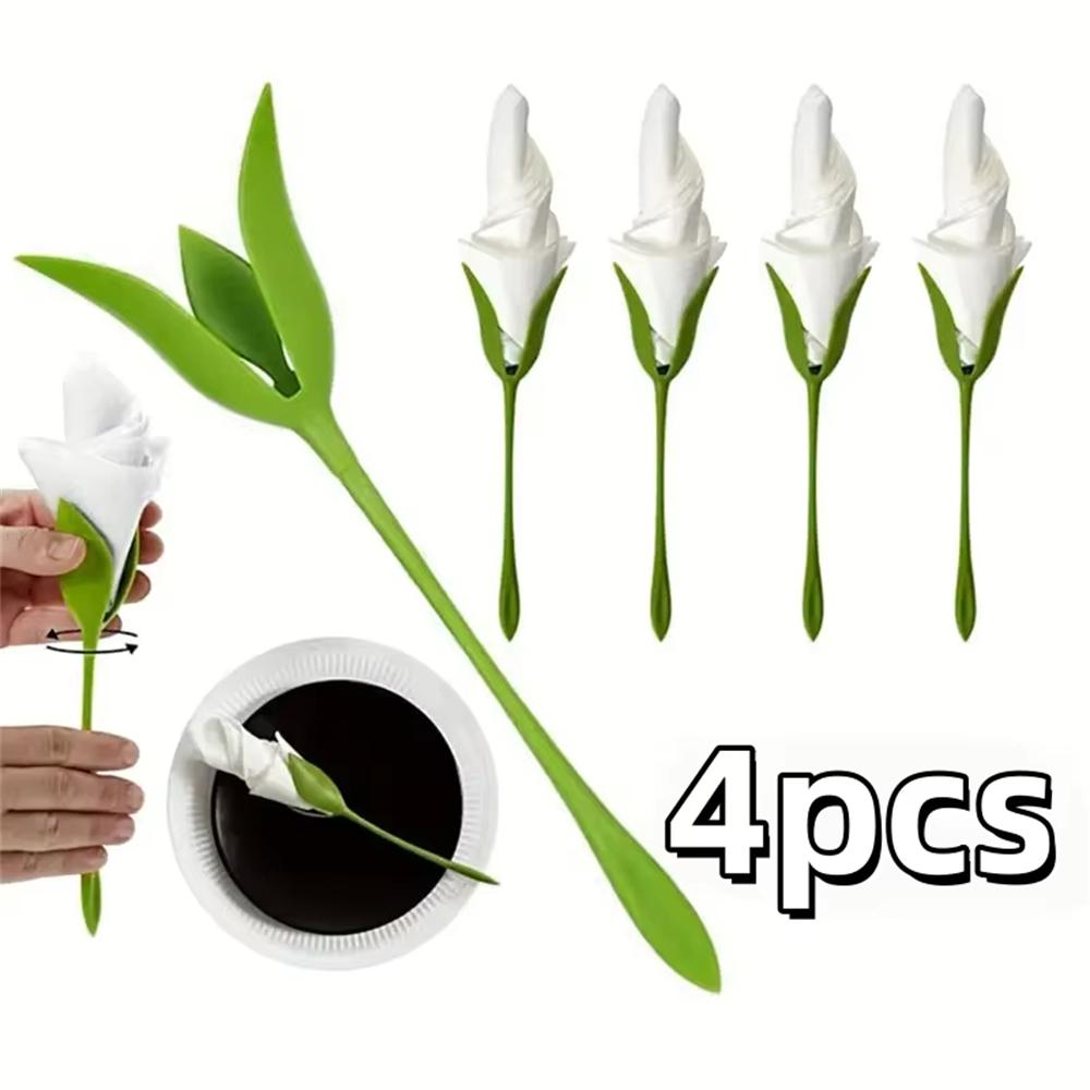 1/4Pcs Romantic Arrangement Of Rolled Flowers Rose Tissue Flower Tool Paper Towel Flower Origami Napkin Holder Hotel Decoration