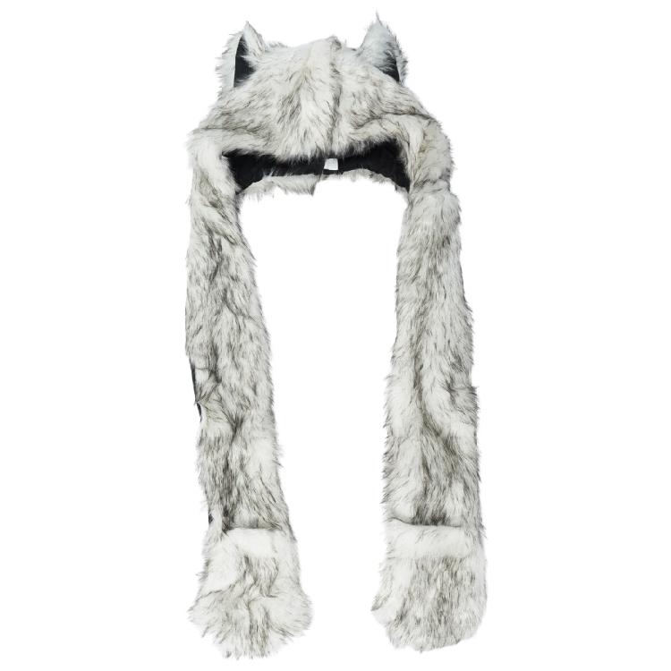 Plush Animal Ear Hat for Adult Unisex Earflap Gloves Scarf All In One Warm Trapper Hat Outdoor Activity Cold Weather Hat