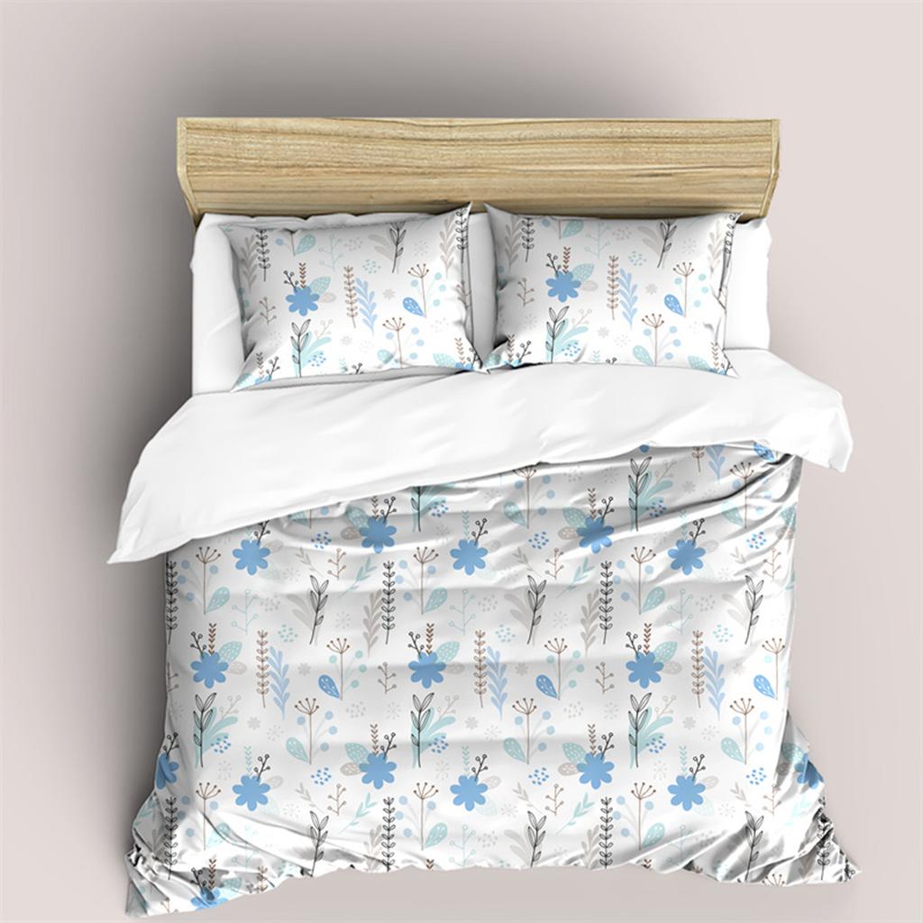 Blumen und Blätter Bettbezug Mikrofaser Botanisches Unkraut für Kinder Frauen für Schlafzimmerdekorationen Schlichter Stil Queen King Size