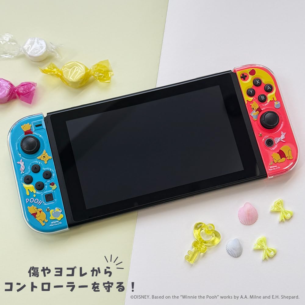 Clear OLED Controller Cover for Switch, Featuring Winnie the Pooh and Disney Characters (PG-DJC06POO)