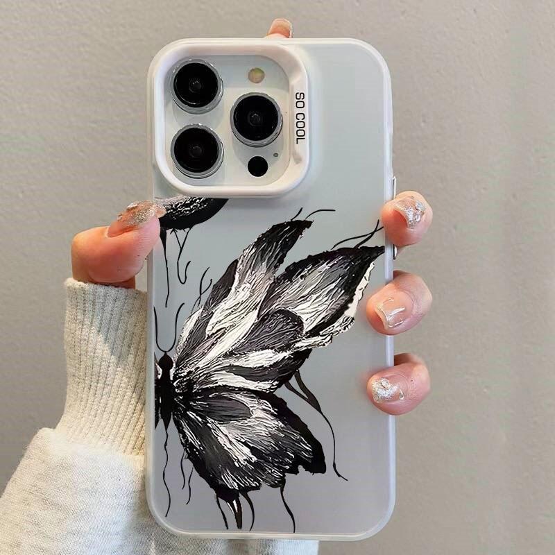 

Art Oil Painting Vintage Butterfly Phone Case for IPhone 13 12 14 15 Pro Max 11 12 13 Mini 14Plus Retro Shockproof Cover Coque iPhone 11Pro