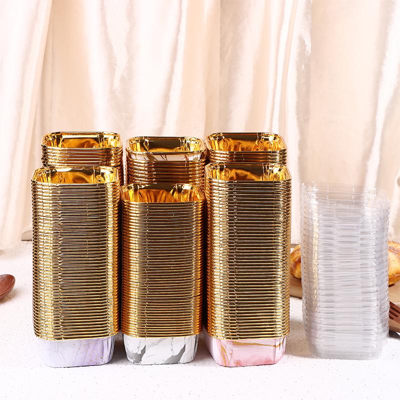 50 stk/sett Engangs papir bakeformer Firkantede papir bakeformer Muffinsformer eller lokk Varmebestandige Glansfulle Muffinsformer Kopper