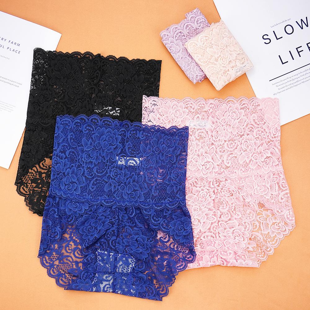 

3 шт./лот, кружевные женские трусики с высокой талией, короткое удобное нижнее белье, однотонные трусы, сексуальное женское белье, большие размеры M-XXL
