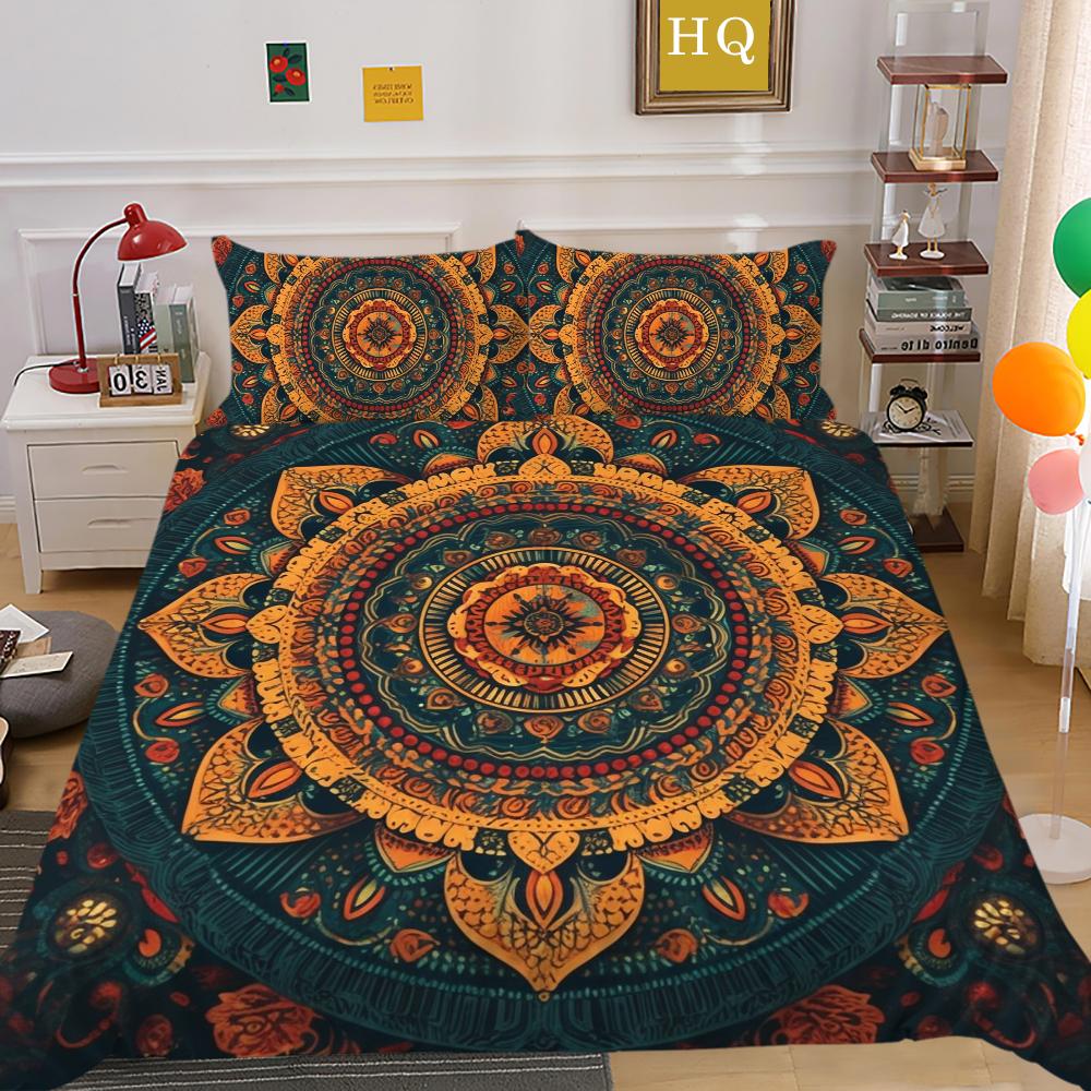 Seturi de lenjerie de pat de lux Textile de casă pentru fete Cuverturi de pilote Lenjerie de pat cu dimensiuni duble Mandala Decorare dormitor de rang înalt