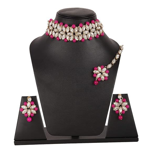 Ultimo Design Choker Antico Kundan Collana Tradizionale Set di Gioielli per Donne