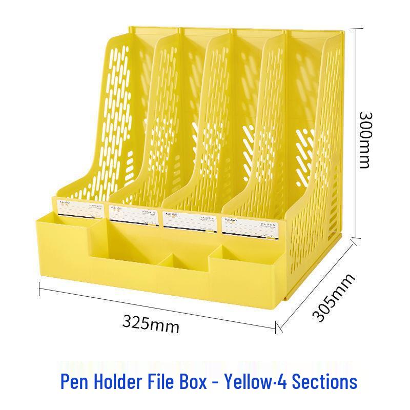 Four-Tier A4 Document Organizer with Pen Holder - Desktop File Holder Tray and Storage Rack