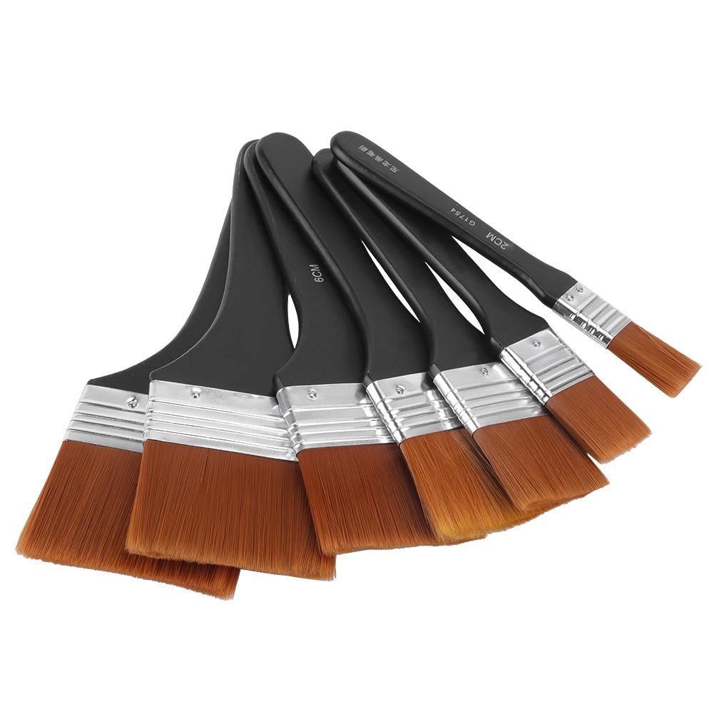 7pcs Lightweight Wooden Handle Flat Paint Brushes Set for Oil Painting Acrylic Painting