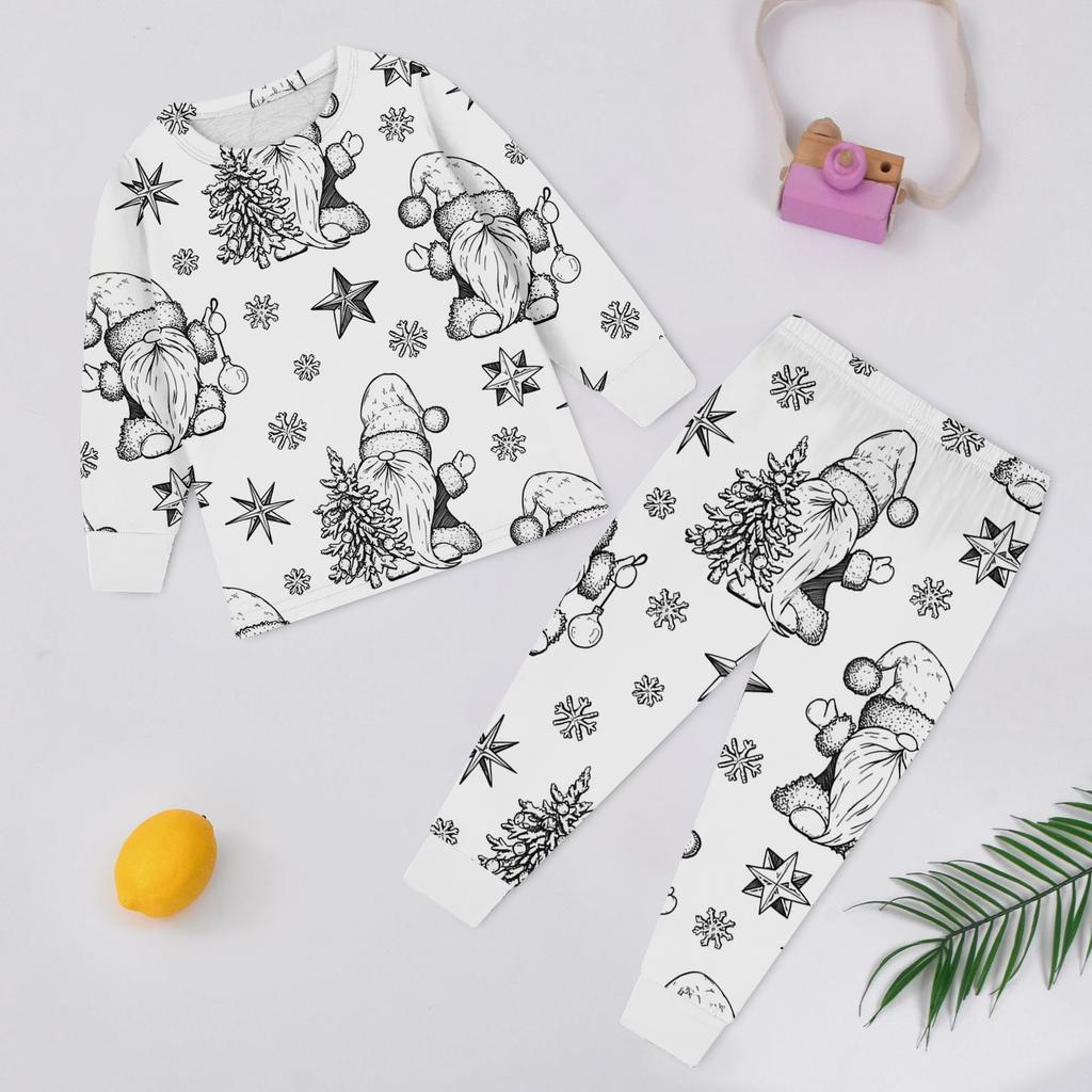 Set Moda Bambini: Top e Pantaloni Natalizi Doodle a Girocollo e Maniche Lunghe