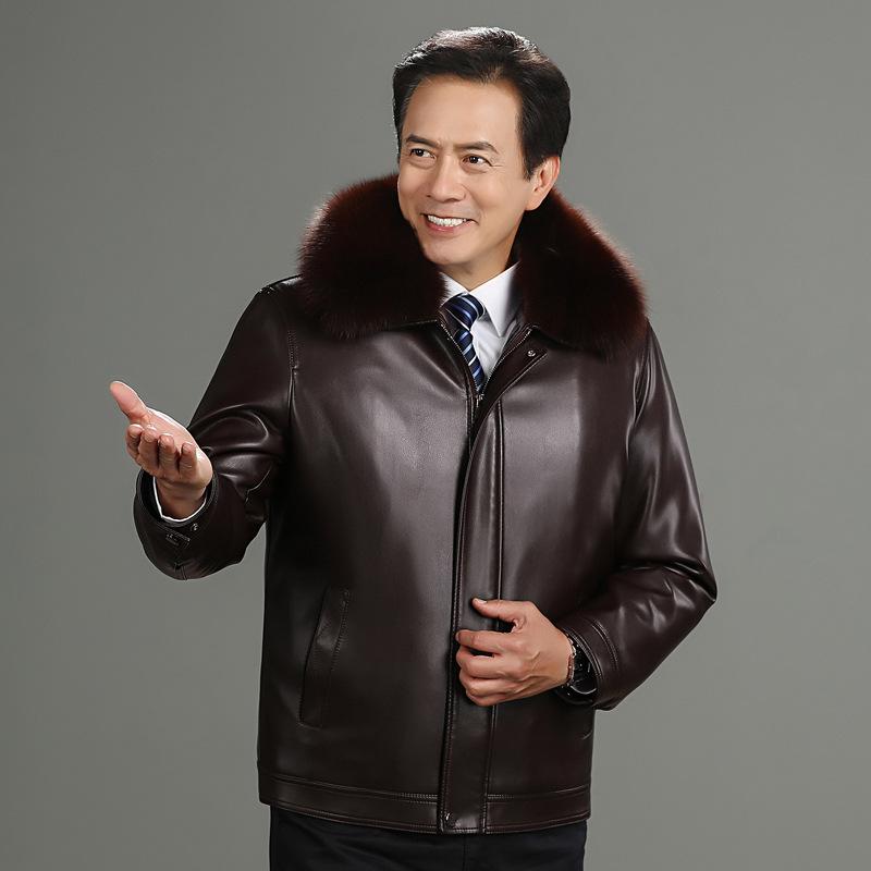 Men'S Liner Leather Jacket New Men'S Fur Collar Liner Removable Two-Piece Leather Jacket Warm