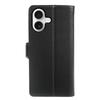 For iPhone 16 Wallet Case with Dual Magnetic Clasp Litchi Textured Leather Flip Stand Phone Cover