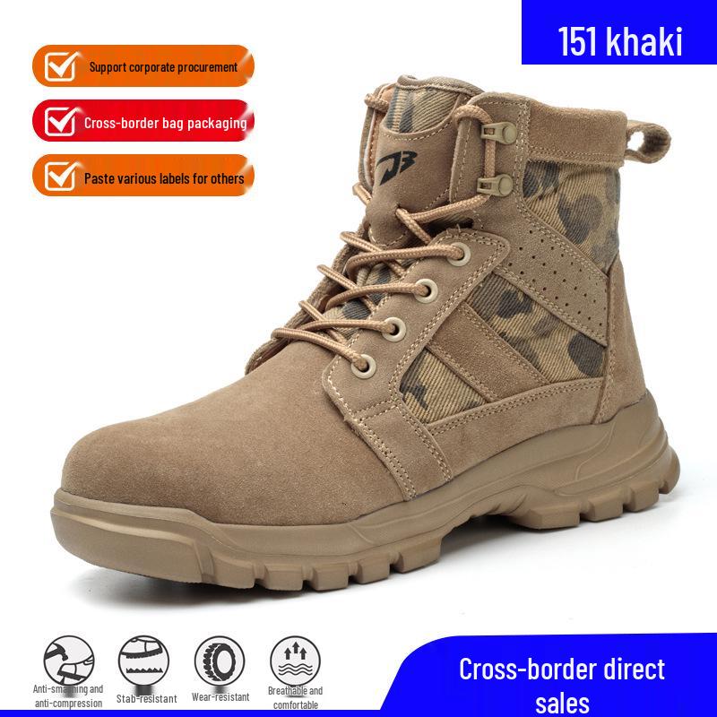 Men's Wear-Resistant Steel Toe Work Boots: Anti-Smash, Anti-Puncture, Non-Slip Safety Shoes