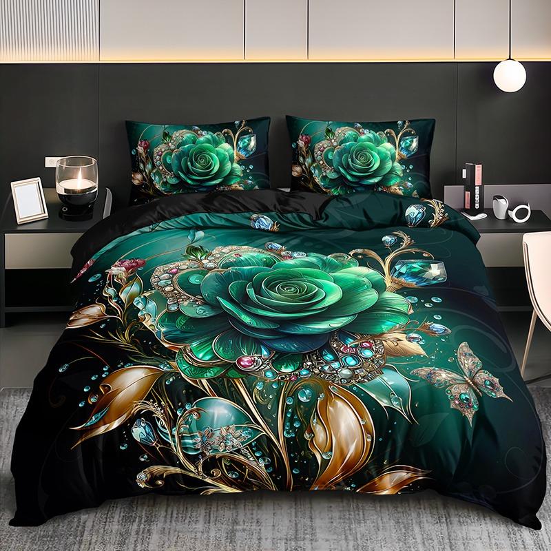 

Gemstone Floral Bedding Set Shining Duvet Cover Set Soft Single Twin Double Queen Size Bed Set Home Decorations For Bedroom Eu Single 135x200cm