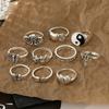 10PC Love Angel Butterfly Hollowed Out Tai Chi Skeleton Cross Carved Jewelry Ring Set