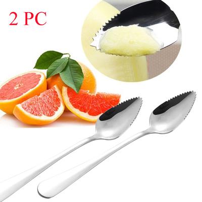 2PC Thick Stainless Steel Grapefruit Spoon Dessert Spoon Serrated Edge