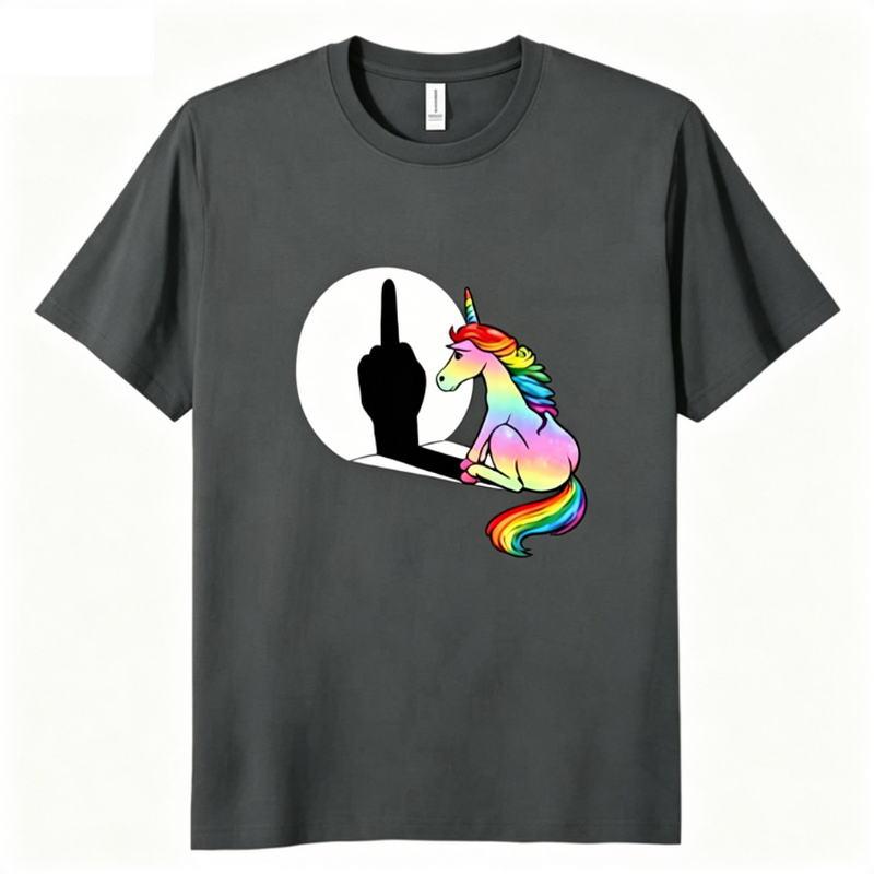 Unicorn Middle Finger T Shirt Unisex Unisexs TShirt Streetwear Tshirts Anime Clothes Four Seasons