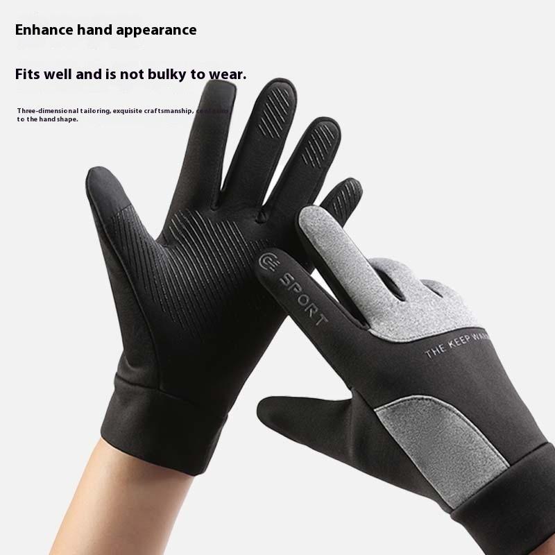 Autumn Winter Outdoor Cycling Gloves Gym Fitness Sports Running Warm Touch Screen Nonslip Gloves Motorcycle Gloves Men Black