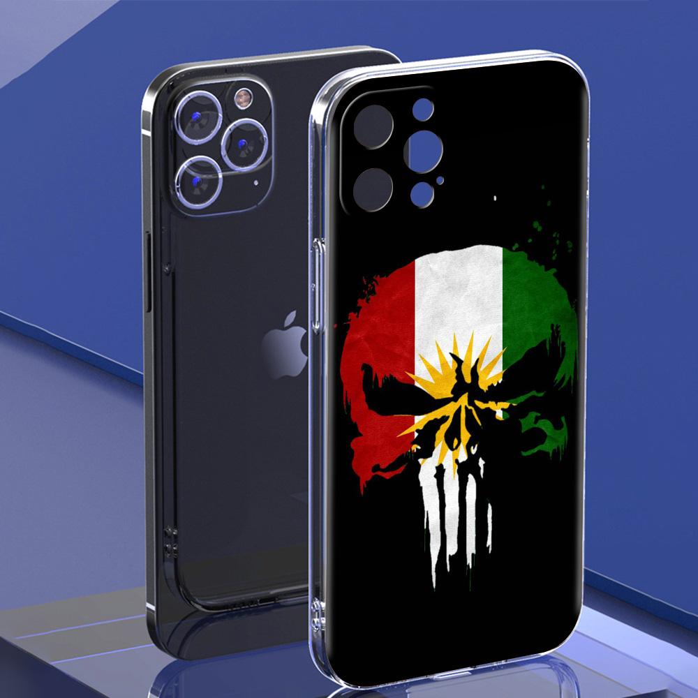 Kurdistan Flag Luxury Phone Case For iPhone 15 16 14 13 Pro 11 12 Max X XR XS 7 8 Plus SE Clear Silicone Cover Fundas Shell