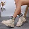 New Women Boots Round Toe Side Zipper Women's Botas Casual Short Barrel Low Heel Rider Boots