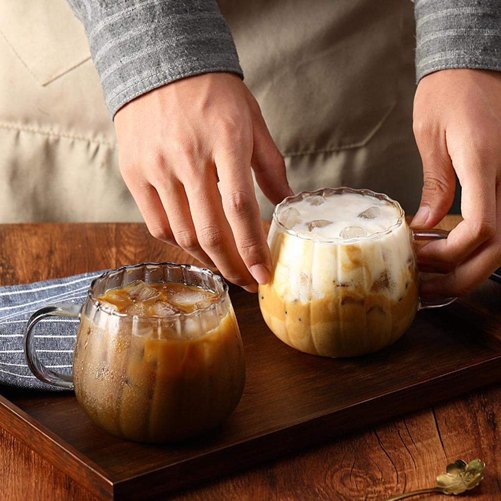 Niedlicher Einzel-Kürbis-Glasbecher Kaffeebecher mit Henkel Großvolumige Glasbecher Teetasse Niedliche Geburtstagsgeschenke für Teeliebhaber