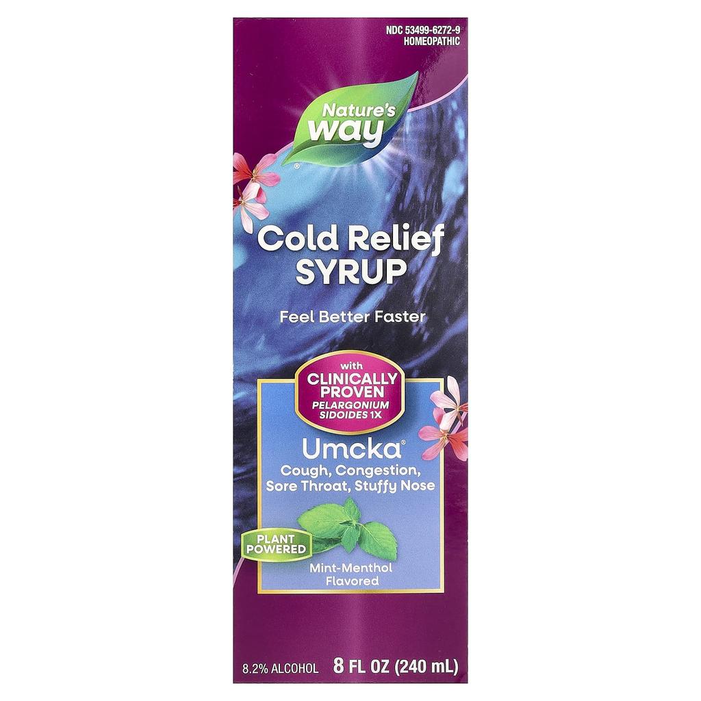 Nature's Way Umcka®, Cold Relief Syrup, Mint Menthol, 240 Ml (8 Fl Oz)
