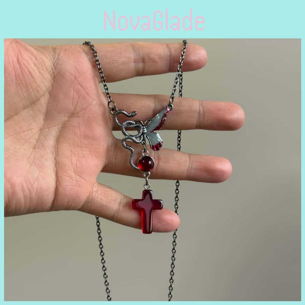 Gothic Punk Street Style Alloy Necklace With Geometric Cross Pendant For Party Wear