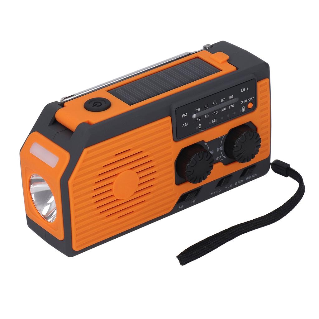 Solar Hand Powered Radio Emergency  r LED Flashlight IPX3 Waterproof Radio with Hand Crank 5000mah Battery