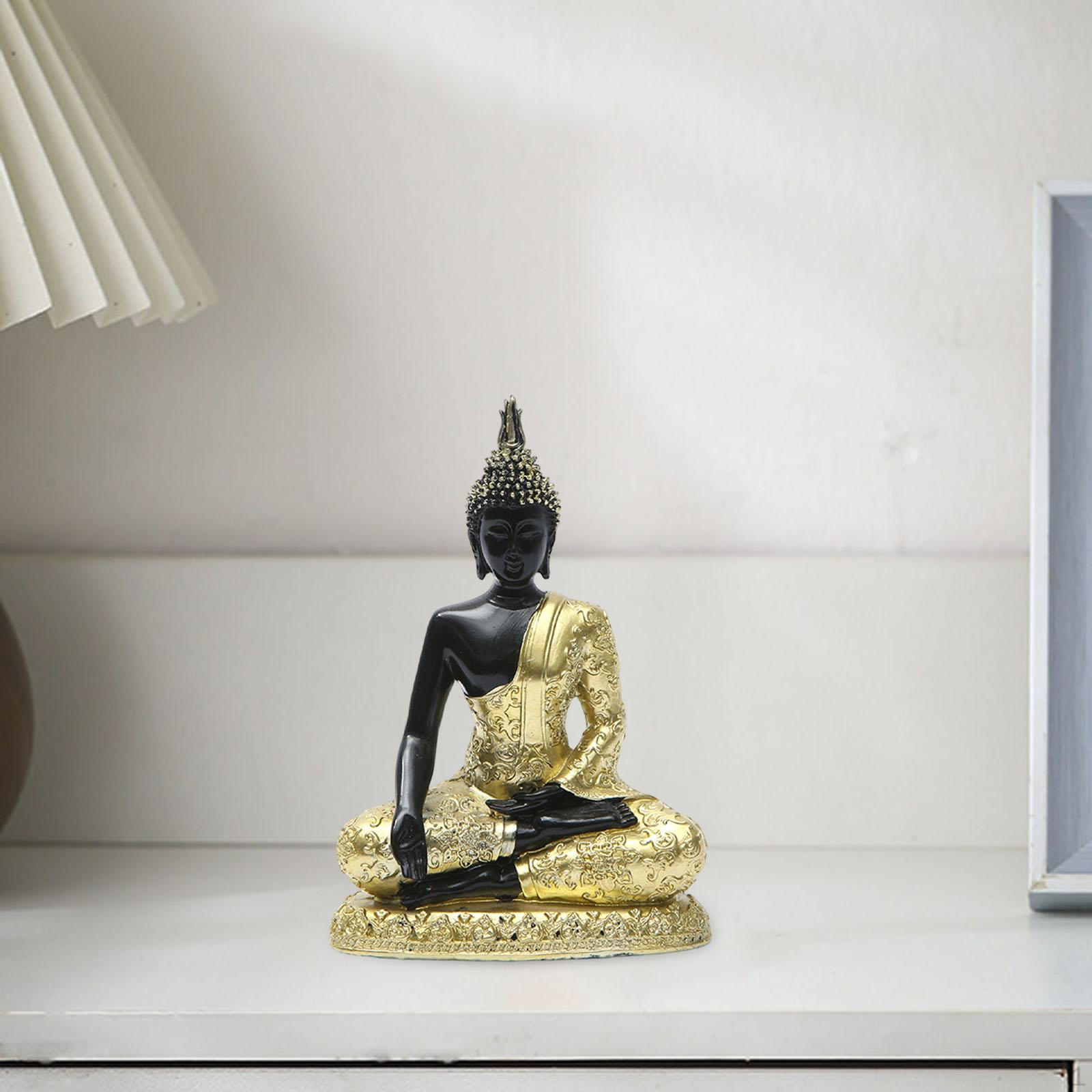 

Seated Buddha Statue Figurine Artwork Buddhist Decor Resin Craft for