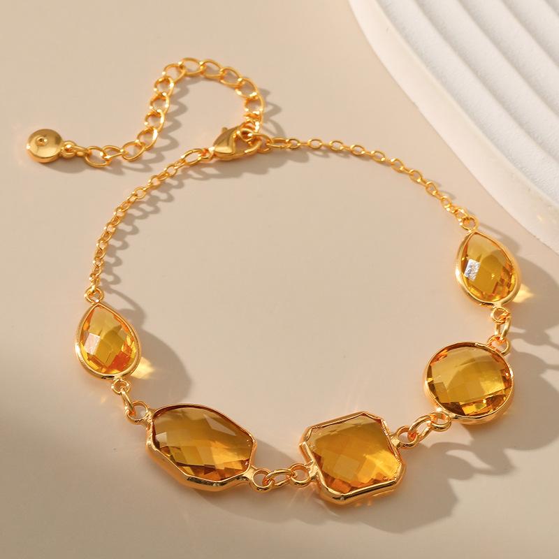 Women 18k Gold Plated Geometric Glass Crystal Personalized Bracelet
