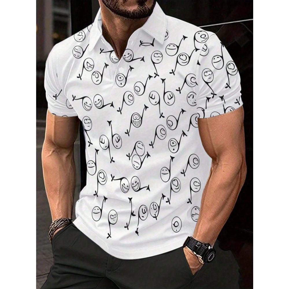 Men s Short sleeved Polo Shirt - Flat Digital Printed Pattern S