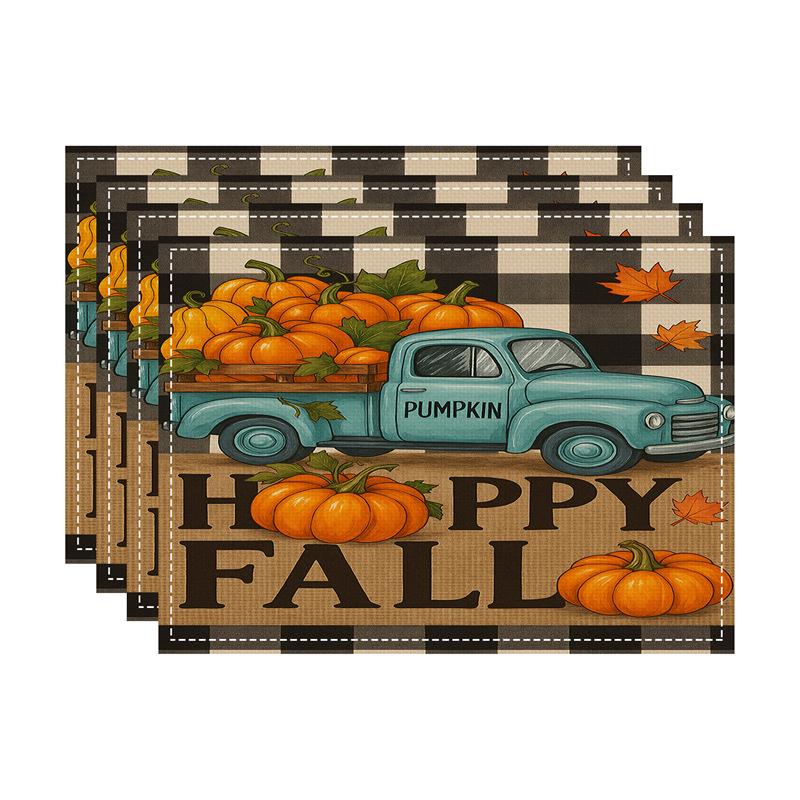 Autumn Thanksgiving Pumpkin & Maple Leaf Table Mat - Heat-Resistant Party Decor Coaster