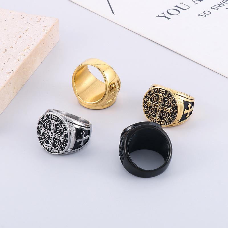 Wikinger Retro Luhn Rune Ring, Personalisierter Schmieröl Titanstahl Cspb Kreuz Herrenring