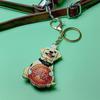 Double-Sided Leather Dog Keychain - Creative Puppy Cartoon Design for Mid-Autumn Festival