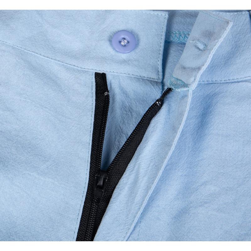 Pantalones Casuales de Pierna Ancha Plisados para Hombre, Mezcla de Lino, Cintura Alta