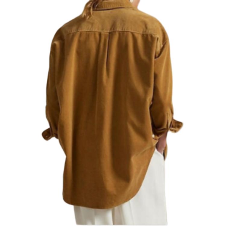 Polo Ralph Lauren Logo Oversized Wide Collar Single-Breasted Drop Shoulder Long Sleeve Shirt Women shirts WMPOSHTNDO20906-270