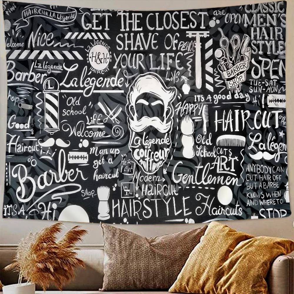 Vintage Barber Shop Welcome Hippie Wall Hanging Tapestries Bohemian Wall Tapestries Mandala INS Home Decor