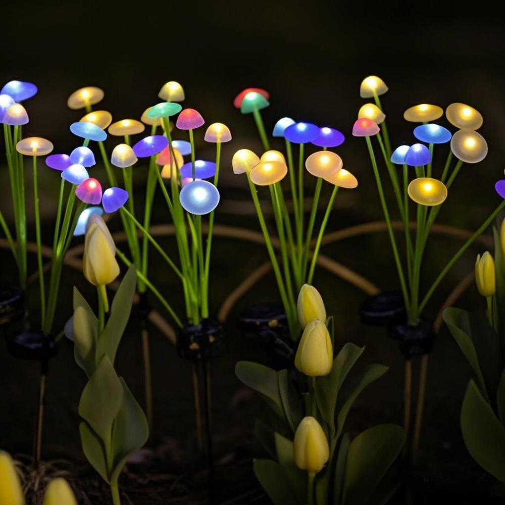LED Solar Mushroom Lamp Ground Plug Lamp, Outdoor Festival Courtyard Landscape Atmosphere Lamp, Decorative Color Garden Lights