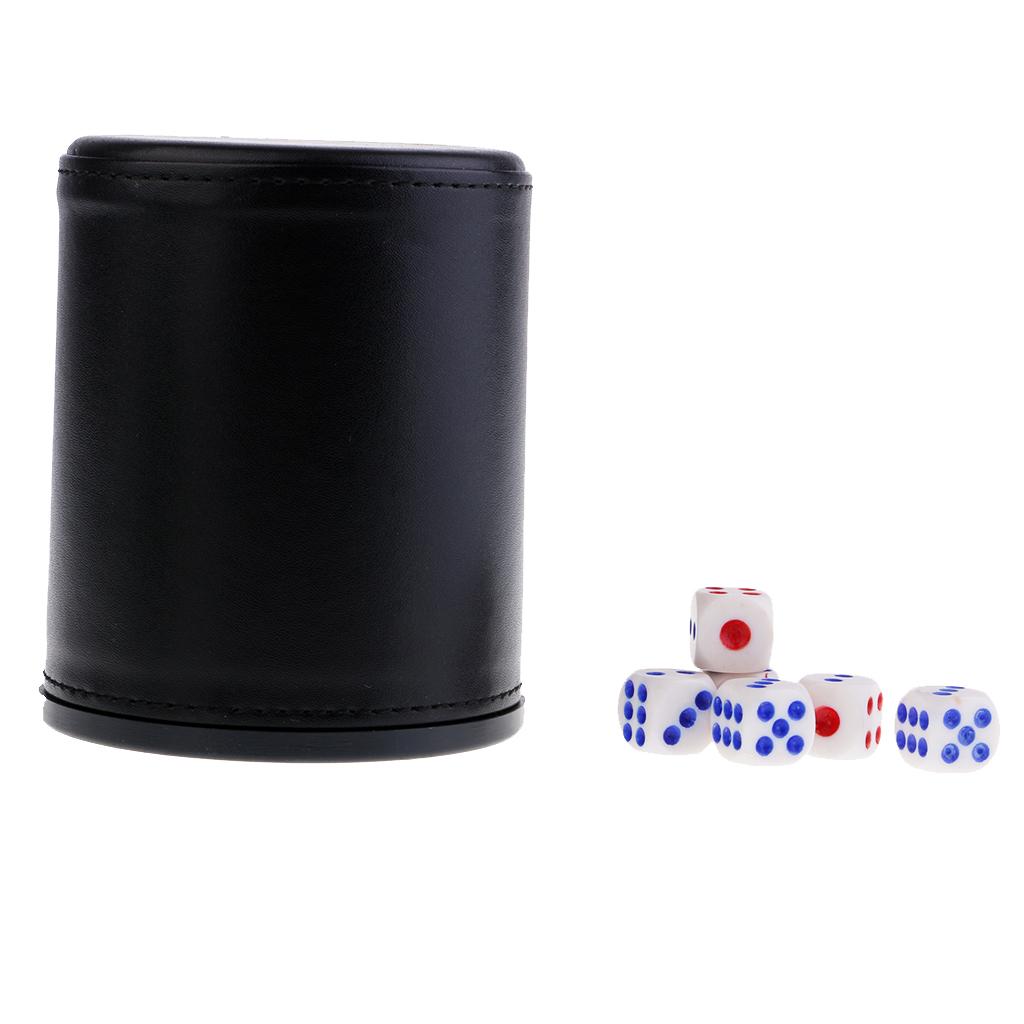 Hand Shaking Dice Cup Leather Dice Shaker Decider 6 Sided Dice Set Giant Games Dice for Board Game Nights чёрный