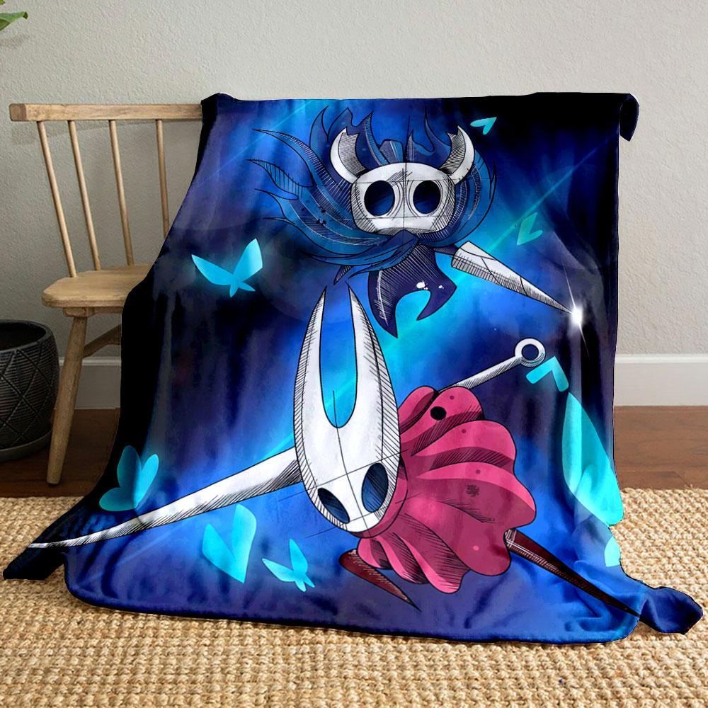 Two Horned Characters with Sharp Weapons, Surrounded by Glowing Blue Shapes. for All Seasons Blanket Lunch Break Throw Gift