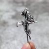 Vintage Stainless Steel Rose Cross Pendant Necklace Unisex Fashion Jewelry Charm