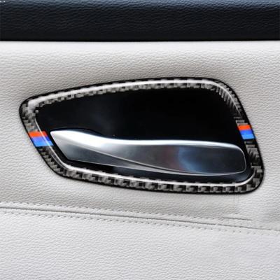 2Pcs Carbon Fiber Two Door Car Interior Handle Cover Decals Trim Door Bowl Stickers for BMW E92 E93 3 Series 2005-12