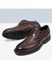 Classic British Gentleman Leather Shoes Carved Floral Brogue Casual Rear Heel Small Cloth Label Fashionable Men's Shoes