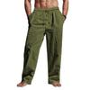 Pantaloni da uomo casual in lino a gamba larga con coulisse in vita tinta unita