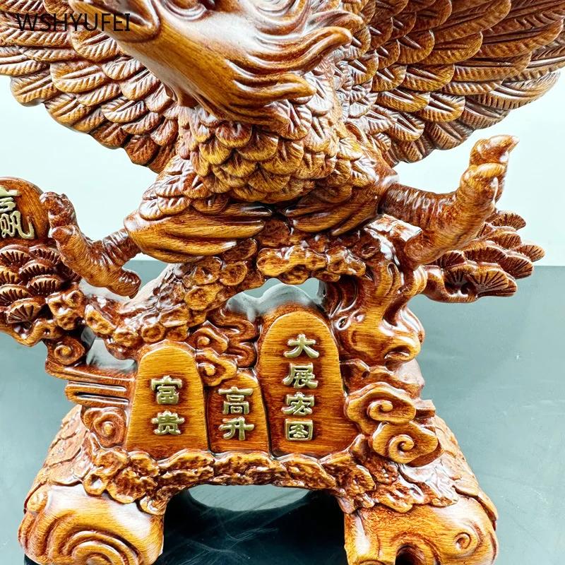 1 Pc Grand Exhibition Eagle Decoration Imitation Wood Carving Crafts Living Room Home Decoration Housewarming Gift Blessing