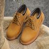 Low-top Rhubarb Boots Leather Martin Boots Men's Tianbai Lan Oxford Outsole Locomotive Shoes Tooling Shoes Retro Trendy Shoes